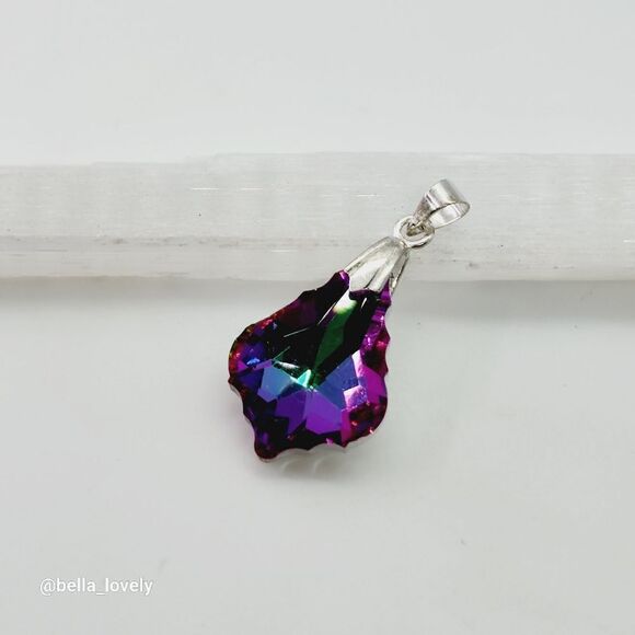 Sparkly! Faceted Multicolor Crystal Shields Pendant Color Shifting - Picture 4 of 7